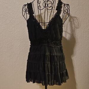 Forever 21 Black Ruffled Mini Dress